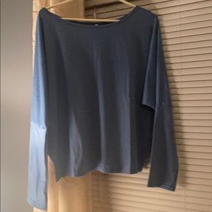 Blue long sleeve off the shoulder crop top